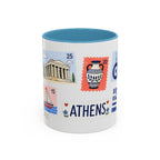 Athens Coffee Mug | Postage Stamp Collage Mug | Travel Souvenir Accent Cup 11oz 15oz