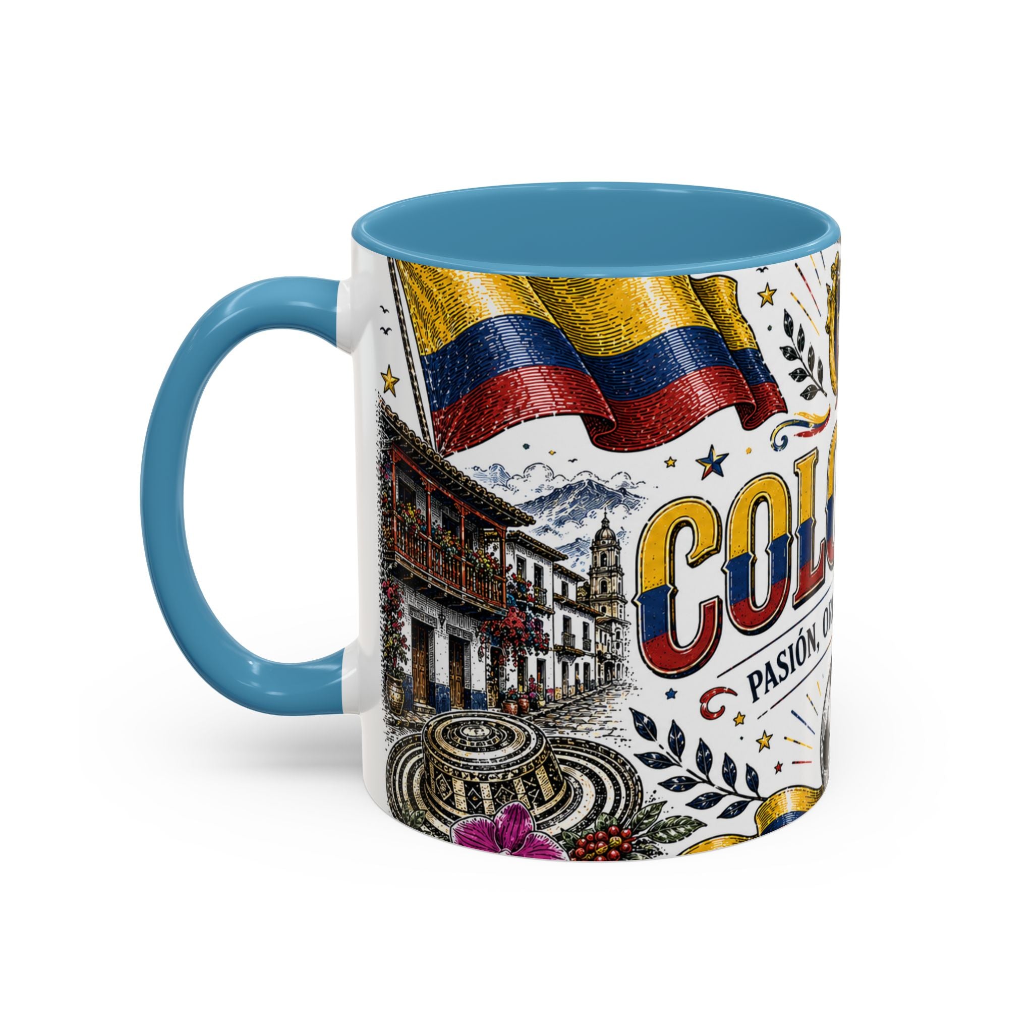 Colombia Soccer Coffee Mug | World Cup Fan Gift | Accent Color Ceramic 11oz 15oz Match Day Cup