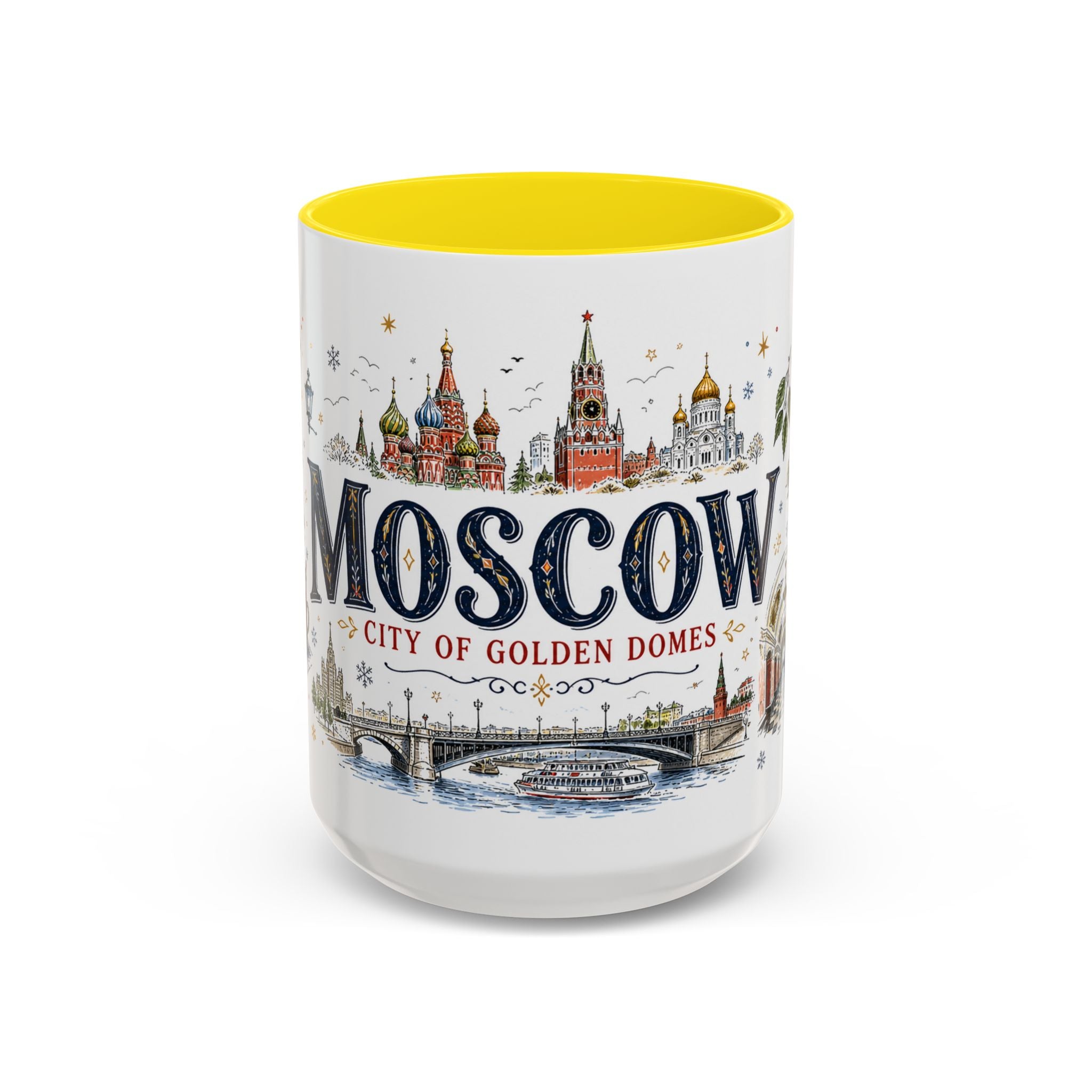 Moscow Coffee Mug | Russia Souvenir Travel Gift | Accent Color Ceramic 11oz 15oz