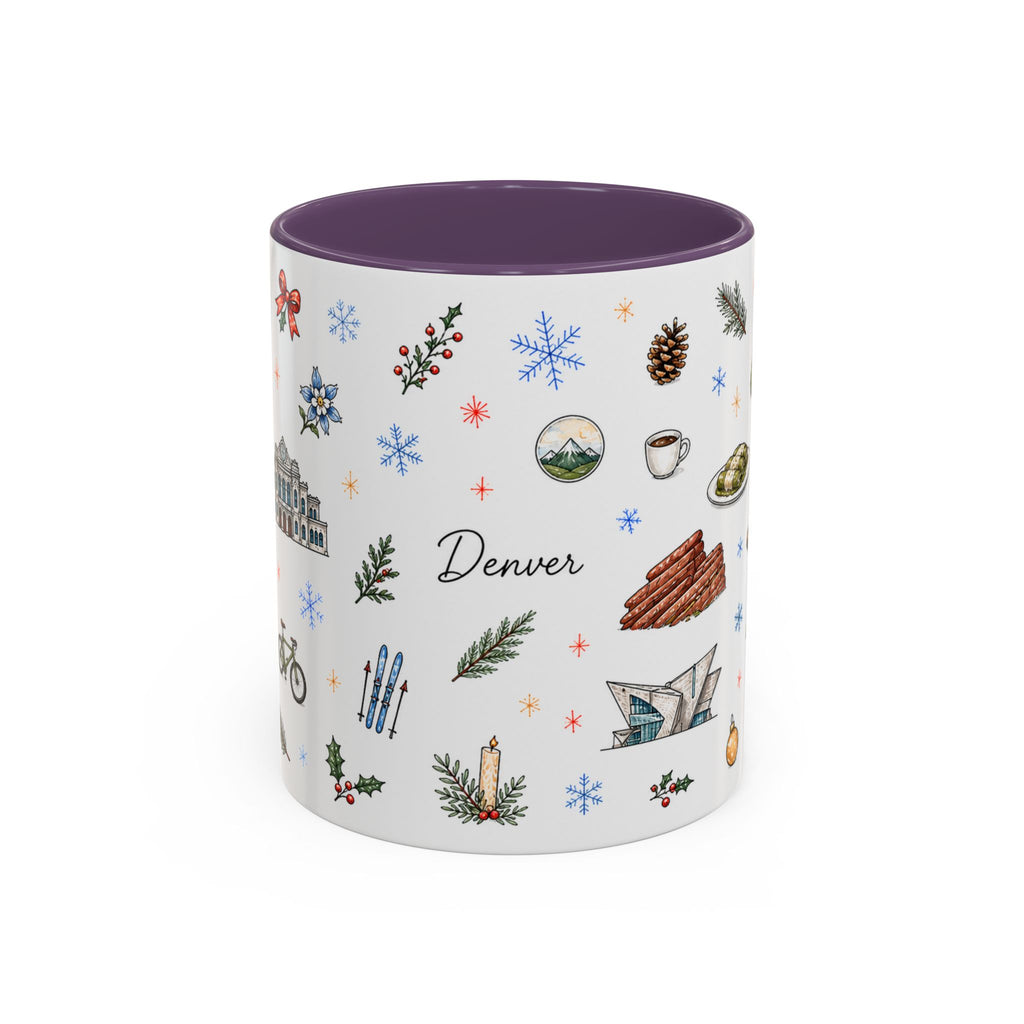 Denver Christmas Mug | Watercolor City Souvenir, Holiday Travel Gift (11oz/15oz)