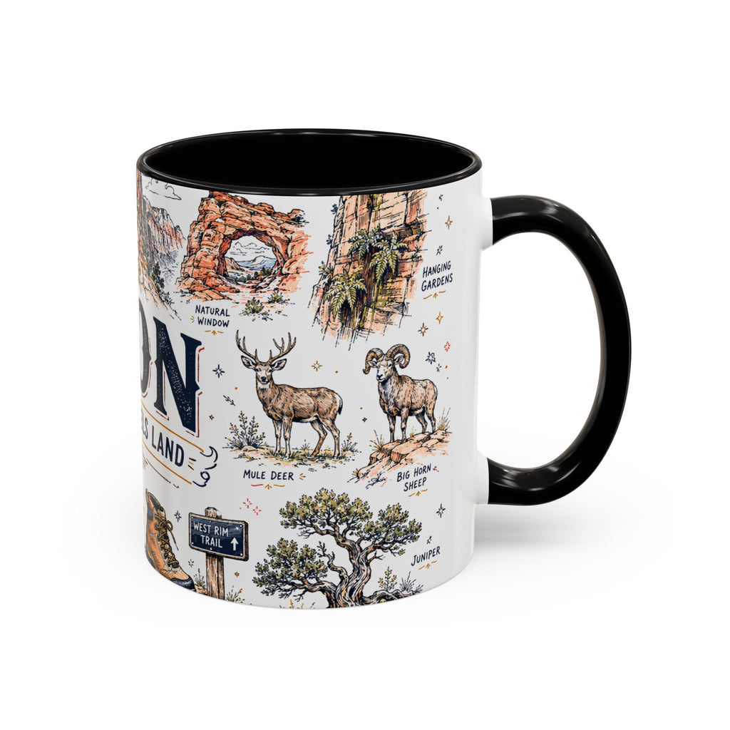 Zion National Park Coffee Mug | Hiking Camping Nature Gift | Accent Color Ceramic 11oz 15oz
