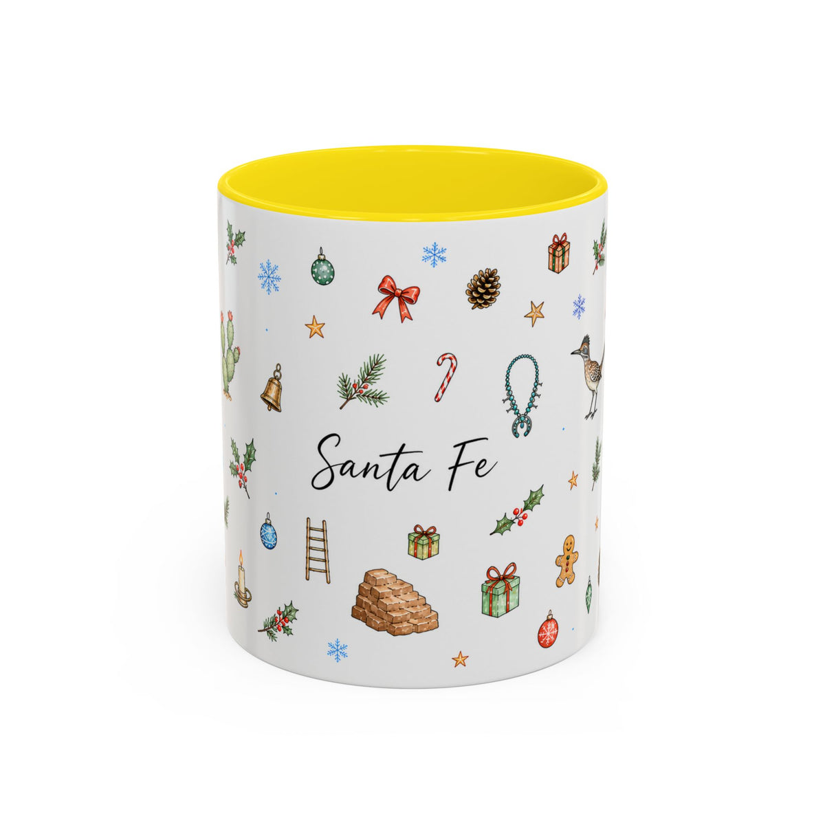 Santa Fe Christmas Mug | Watercolor City Souvenir | Ceramic Coffee Cup (11oz 15oz)