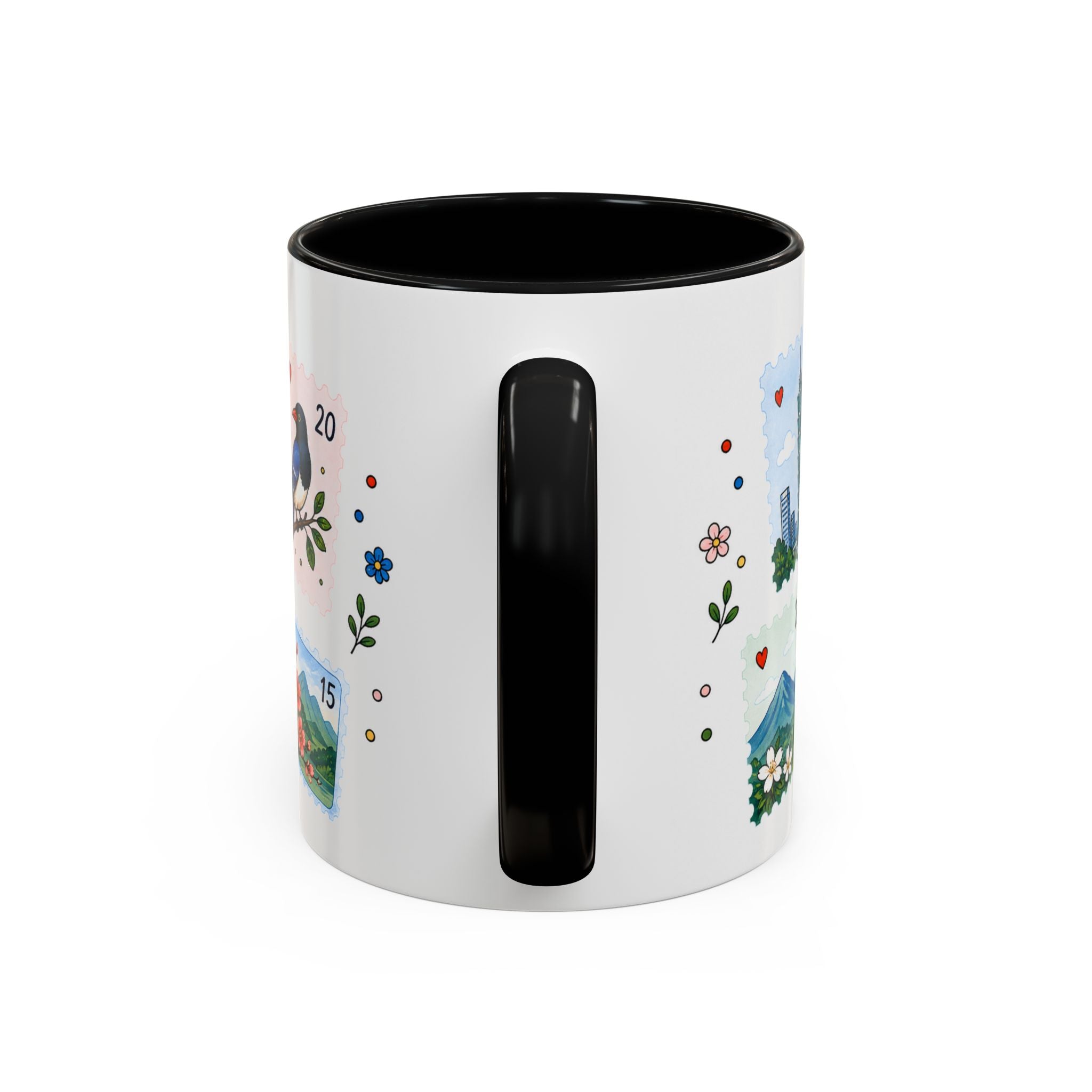 Taipei Coffee Mug | Postage Stamp Collage Mug | Travel Souvenir Accent Cup 11oz 15oz