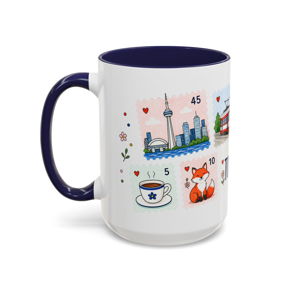 Toronto Coffee Mug | Postage Stamp Collage Mug | Travel Souvenir Accent Cup 11oz 15oz