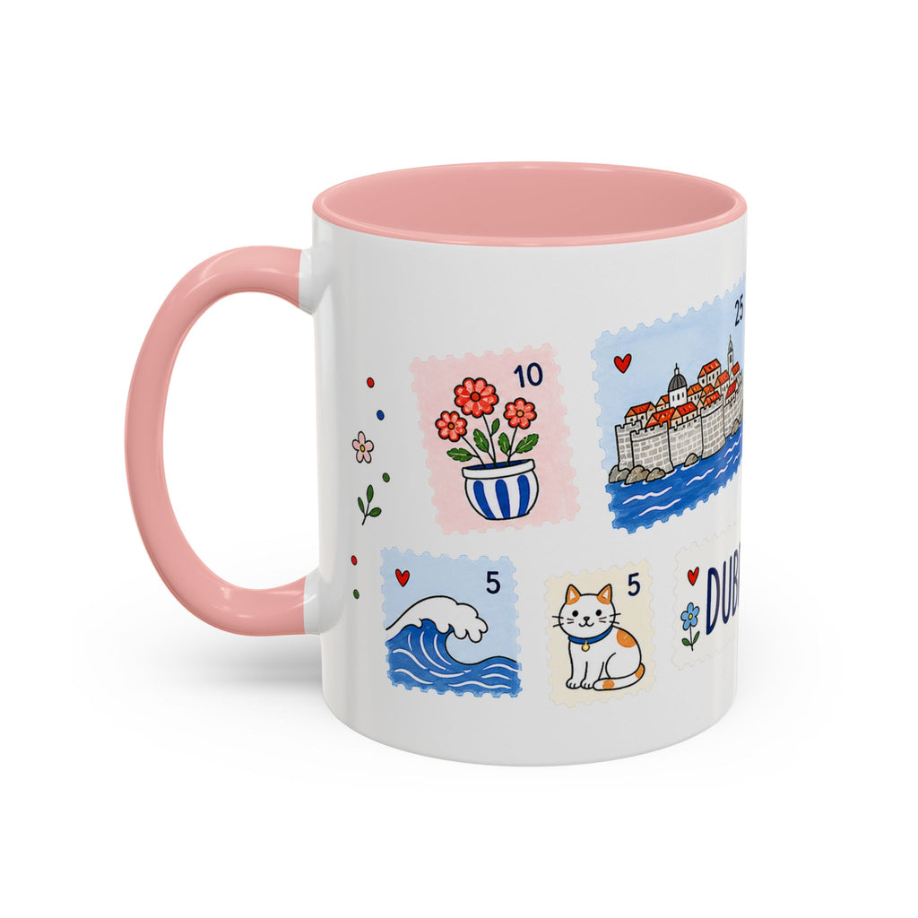Dubrovnik Coffee Mug | Postage Stamp Collage Mug | Travel Souvenir Accent Cup 11oz 15oz