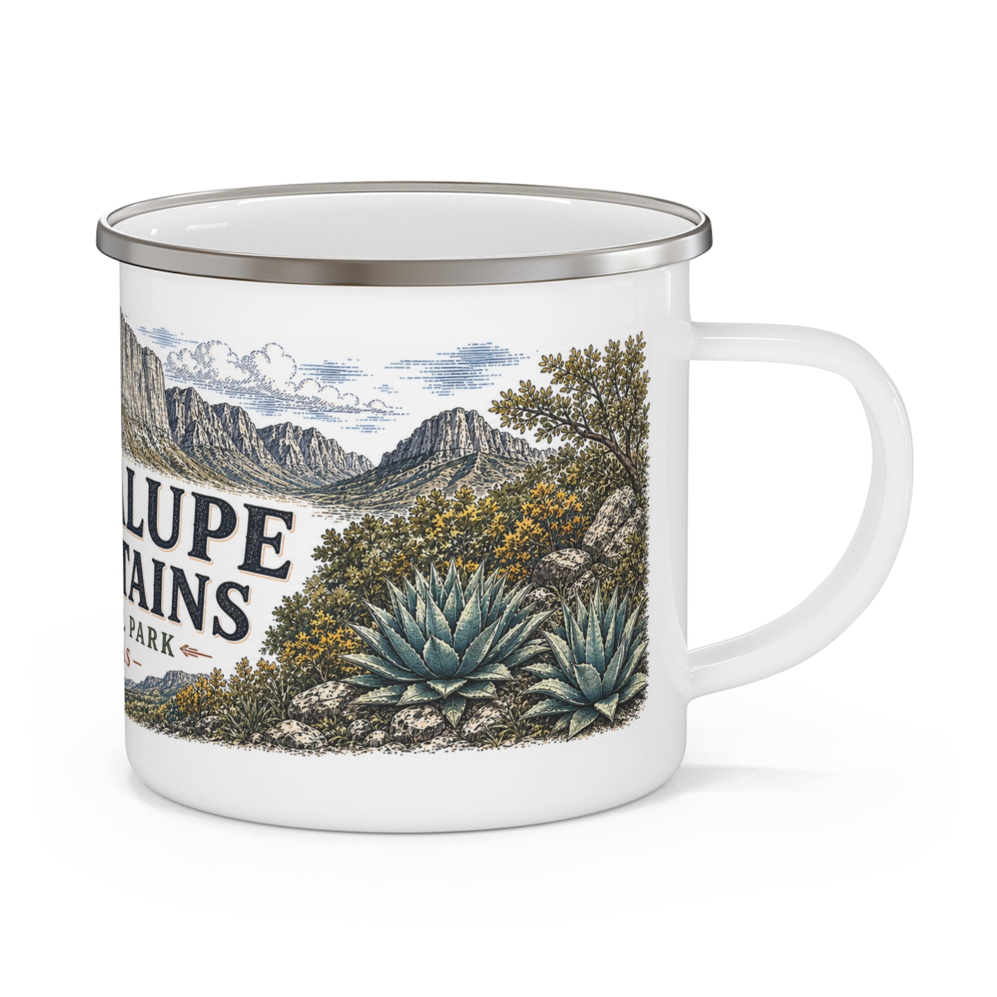 Guadalupe Mountains National Park Vintage Enamel Camping Mug | 12oz National Park Hiking Gift