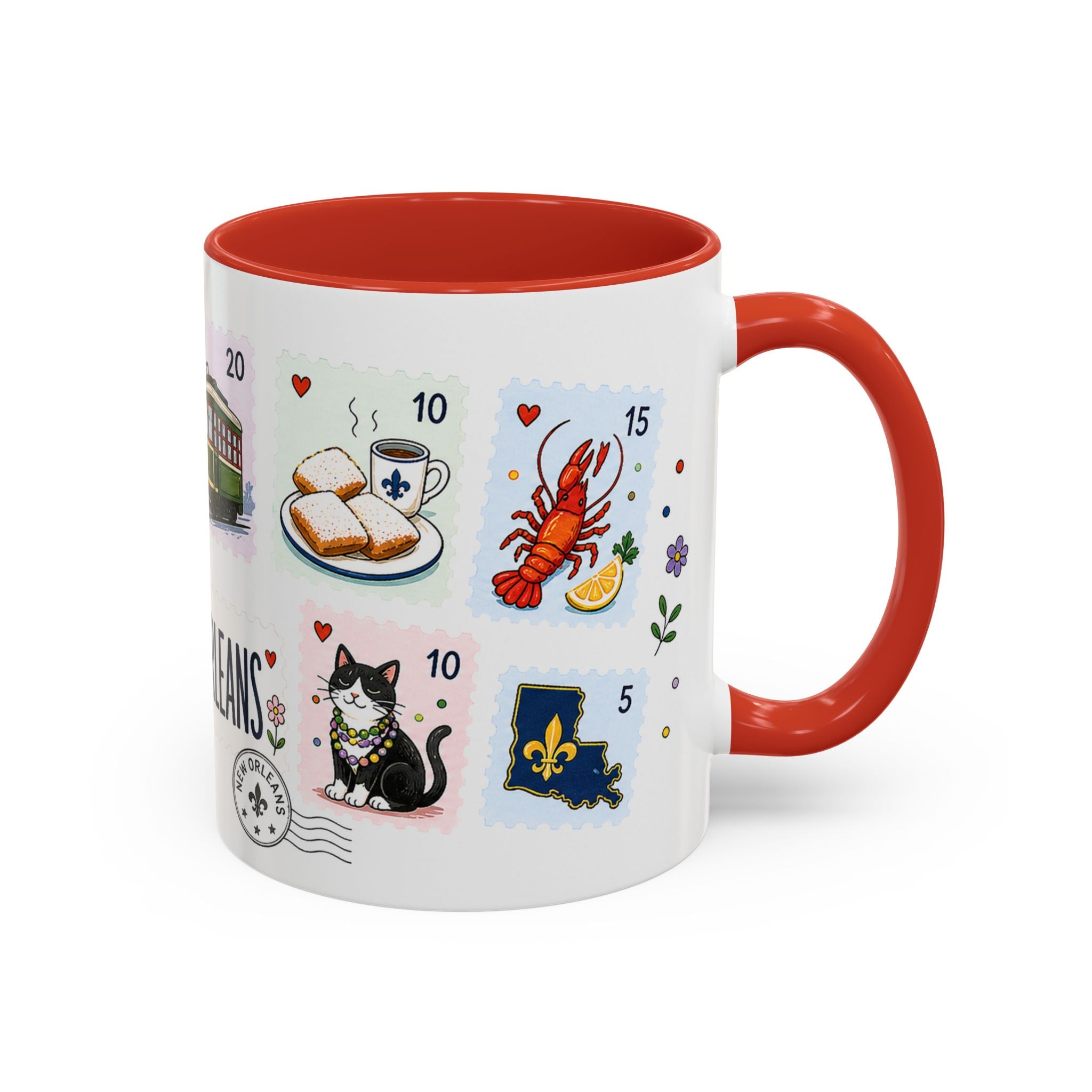 New Orleans Coffee Mug | Postage Stamp Collage Mug | Travel Souvenir Accent Cup 11oz 15oz