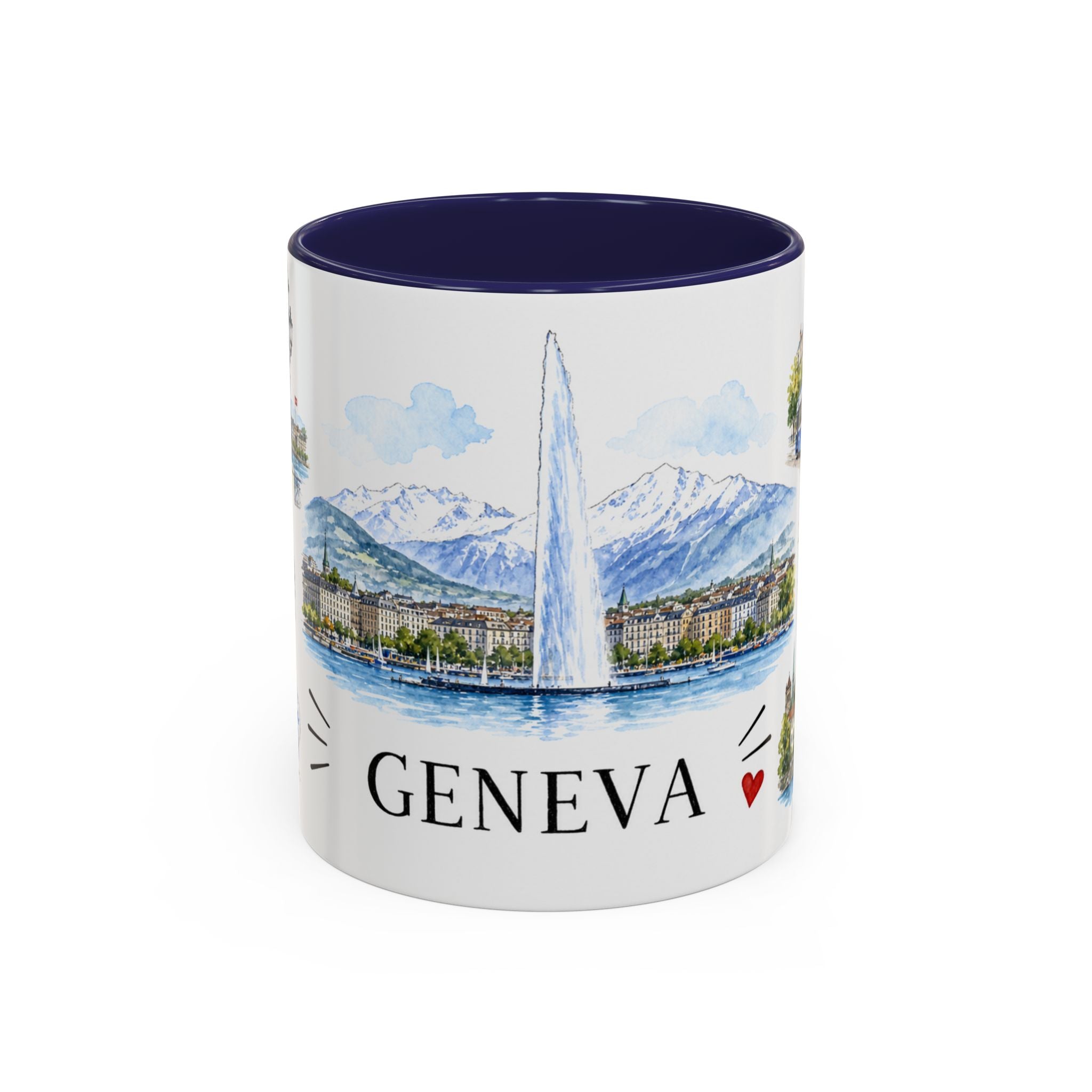 Geneva Illustrated Travel Mug | City Souvenir Accent Coffee Mug | 11oz 15oz Ceramic Cup