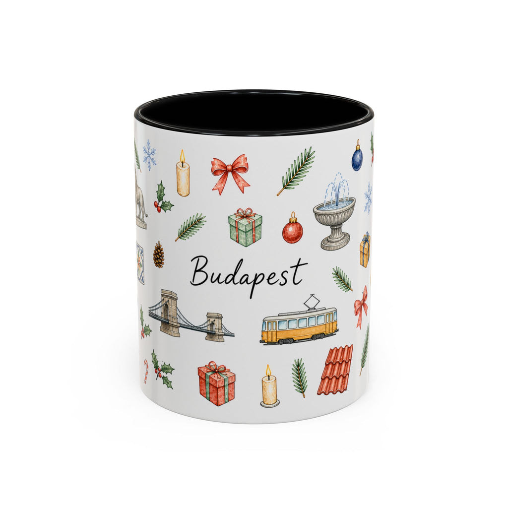 Budapest Christmas Mug | Watercolor City Souvenir | Ceramic Coffee Cup (11oz 15oz)
