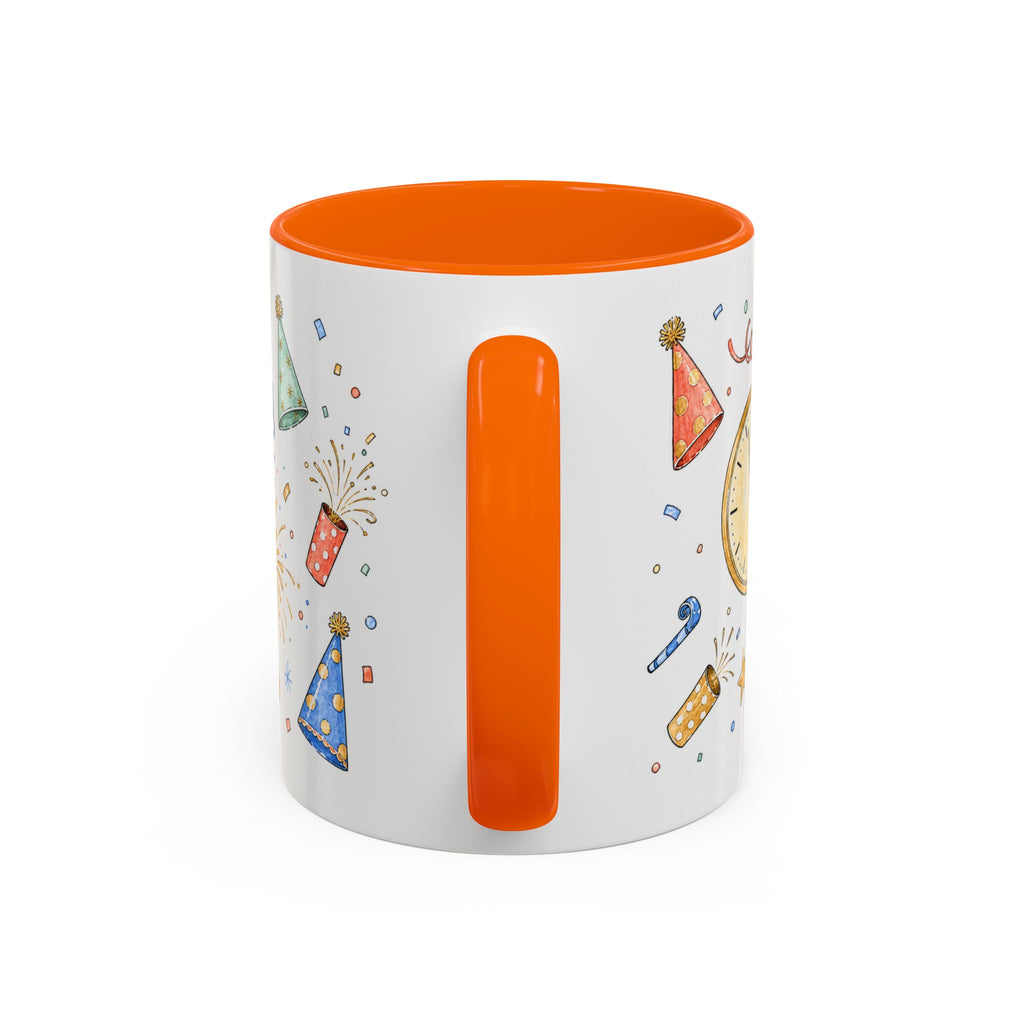 New Year Mug | Midnight Clock Toast Watercolor Celebration Gift | Accent Cup 11oz 15oz