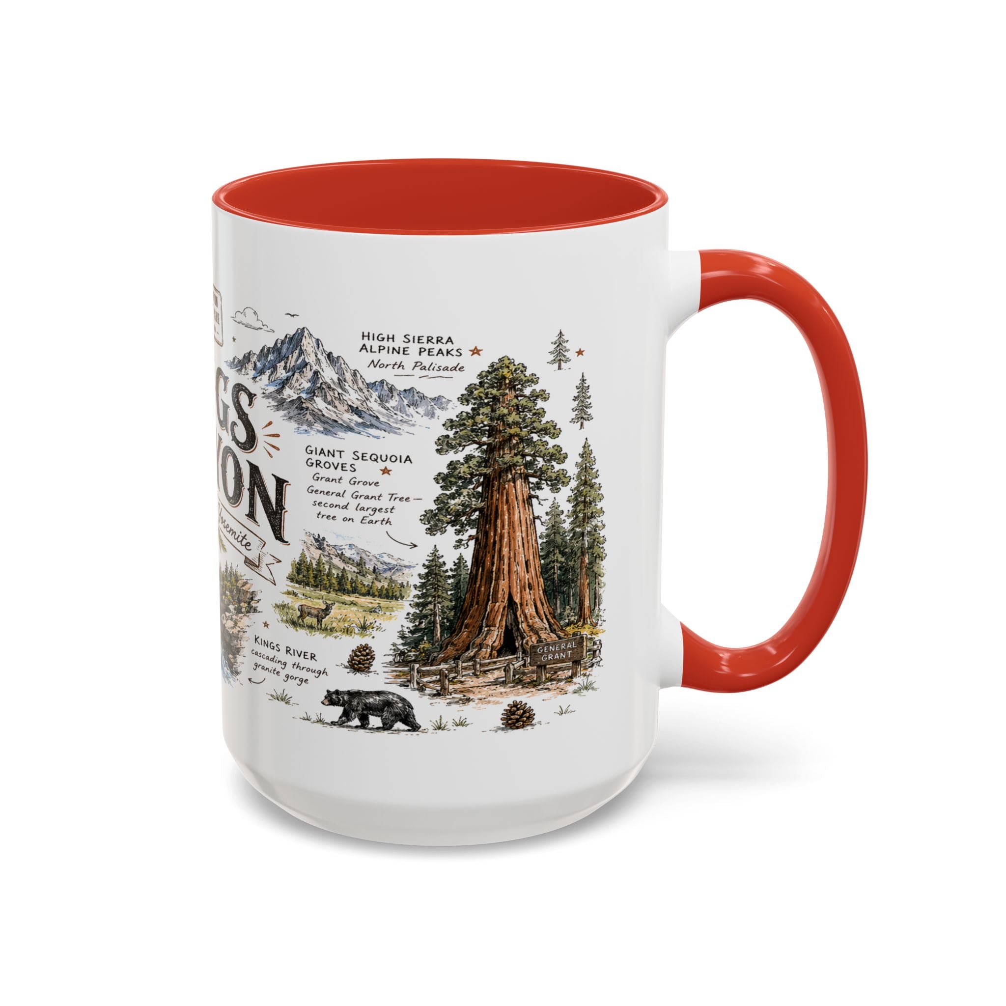 Kings Canyon National Park Coffee Mug | California Sierra Nevada Sequoia Gift | Accent Color Ceramic 11oz 15oz