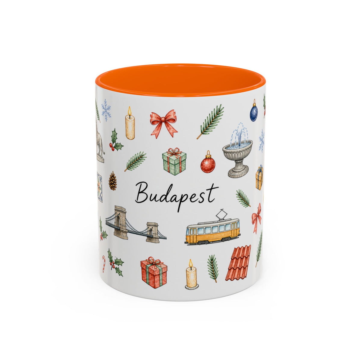 Budapest Christmas Mug | Watercolor City Souvenir | Ceramic Coffee Cup (11oz 15oz)