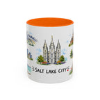 Salt Lake City Illustrated Travel Mug | City Souvenir Accent Coffee Mug | 11oz 15oz Ceramic Cup