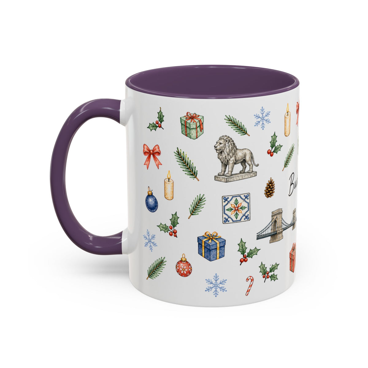 Budapest Christmas Mug | Watercolor City Souvenir | Ceramic Coffee Cup (11oz 15oz)
