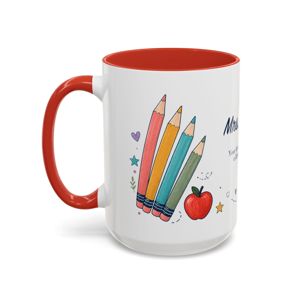 Personalized First Year Teacher Mug | Custom Name Pencil Coffee Cup