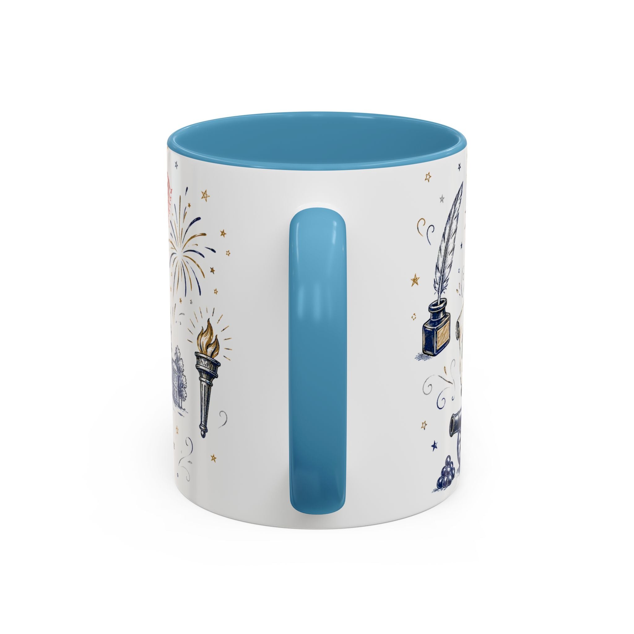 America 250 Coffee Mug | 1776-2026 Patriotic 4th of July Gift | Accent Color Ceramic 11oz 15oz