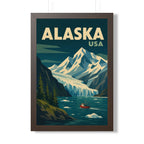 Alaska Mountains United States Framed Poster | Vintage Travel Wall Art | Black Walnut White Frame | 16x24 20x30