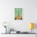 Paris Pastel France Framed Poster | Vintage Travel Wall Art | Black Walnut White Frame | 16x24 20x30