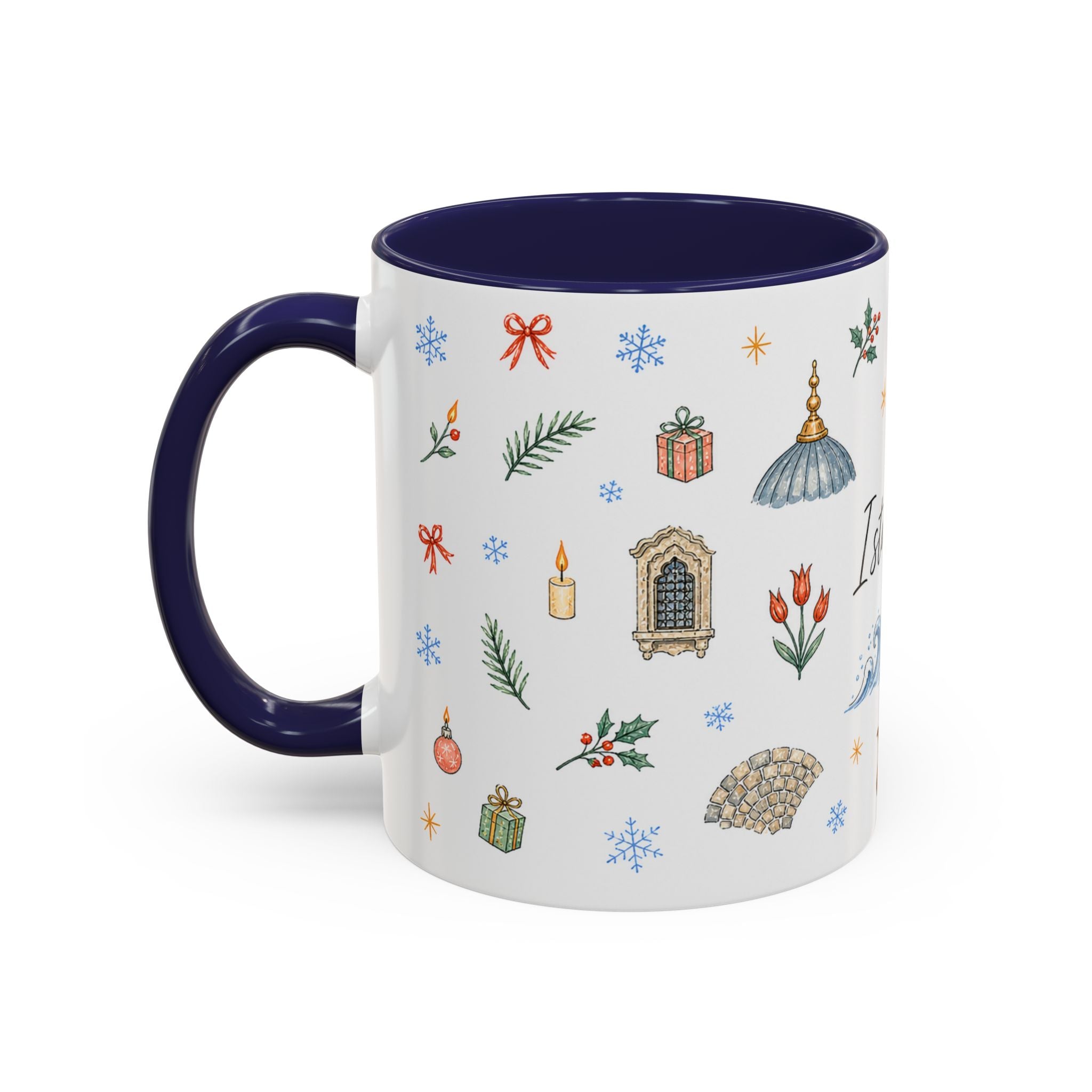Istanbul Christmas Mug | Watercolor Travel Souvenir | Holiday Gift | Accent Ceramic Coffee Cup 11oz 15oz