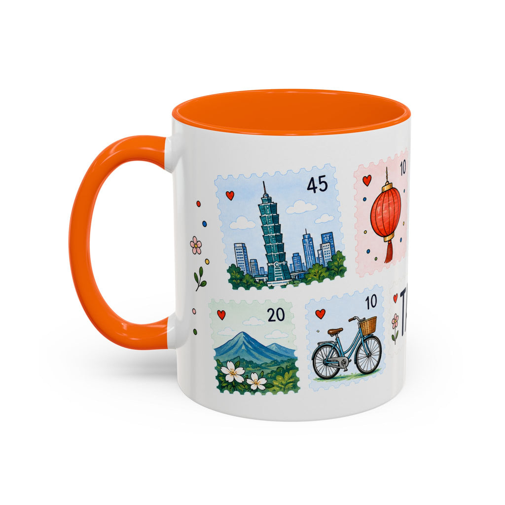 Taipei Coffee Mug | Postage Stamp Collage Mug | Travel Souvenir Accent Cup 11oz 15oz