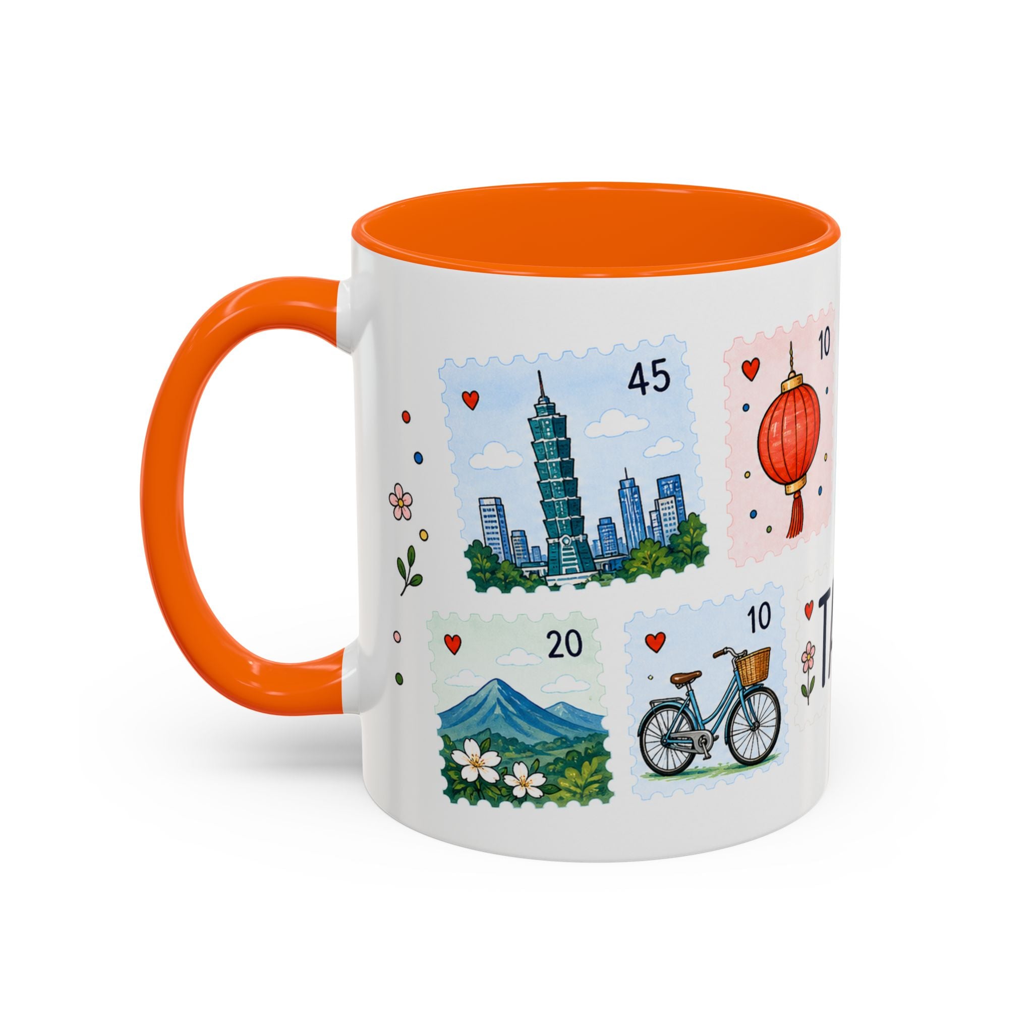 Taipei Coffee Mug | Postage Stamp Collage Mug | Travel Souvenir Accent Cup 11oz 15oz