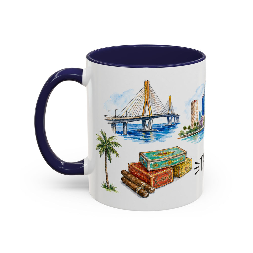 Tampa Illustrated Travel Mug | City Souvenir Accent Coffee Mug | 11oz 15oz Ceramic Cup