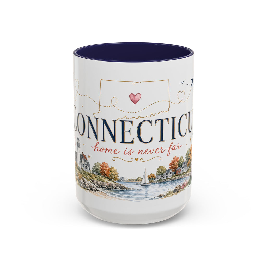 Connecticut State Map Mug | Botanical Accent Coffee Cup (11oz 15oz)