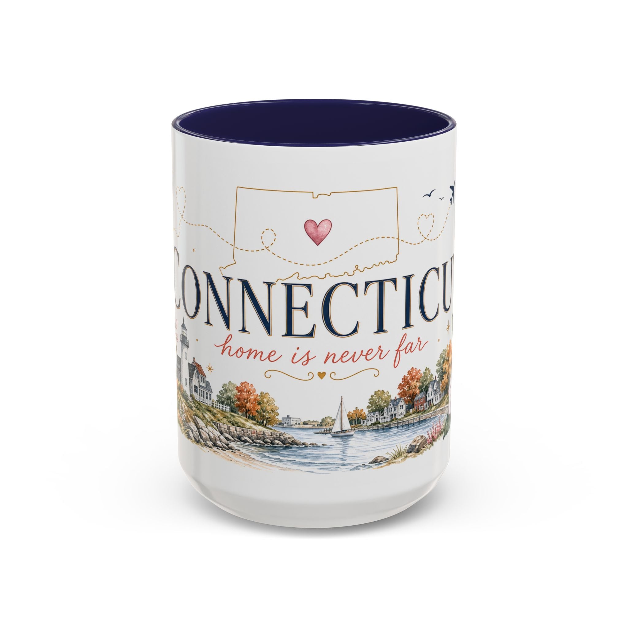 Connecticut State Map Mug | Botanical Accent Coffee Cup (11oz 15oz)