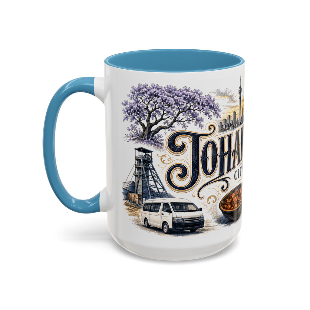 Johannesburg Coffee Mug | South Africa Travel Souvenir | Vintage Illustrated City Gift | 11 oz 15 oz Accent Mug