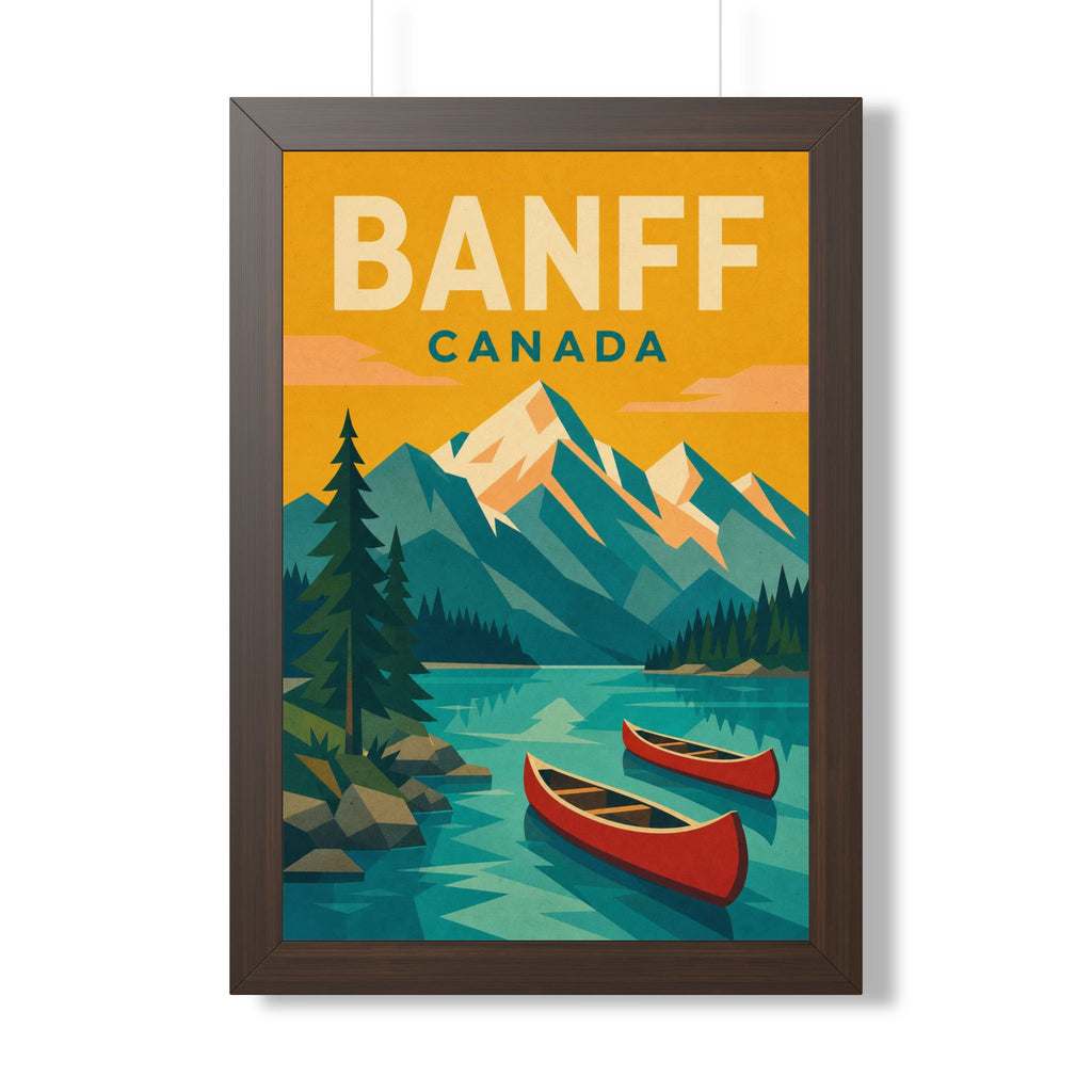 Banff Canada Framed Poster | Vintage Travel Wall Art | Black Walnut White Frame | 16x24 20x30