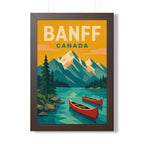 Banff Canada Framed Poster | Vintage Travel Wall Art | Black Walnut White Frame | 16x24 20x30