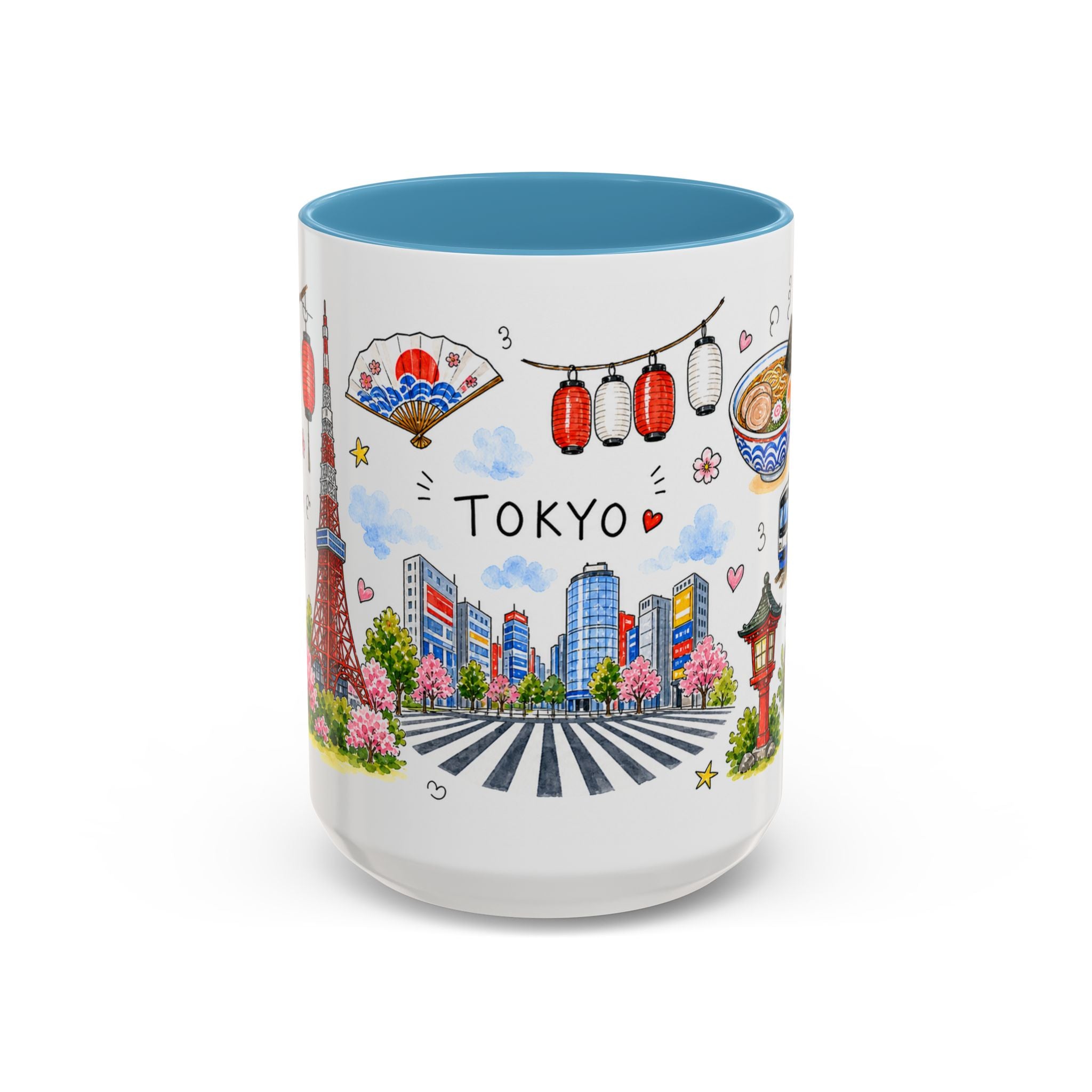 Tokyo Illustrated Travel Mug | City Souvenir Accent Coffee Mug | 11oz 15oz Ceramic Cup