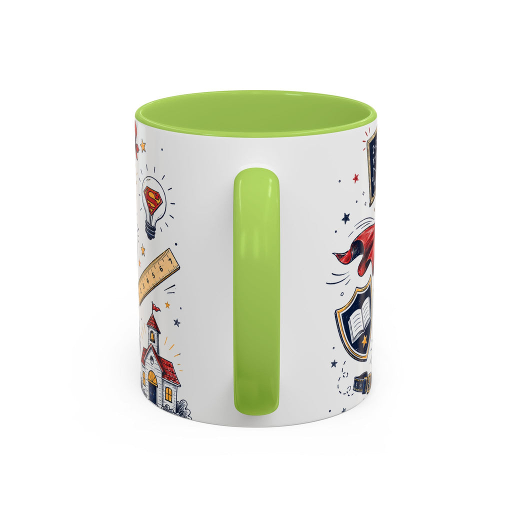 Super Teacher Coffee Mug | All Heroes Wear Capes Teacher Gift | Accent Color Ceramic 11oz 15oz