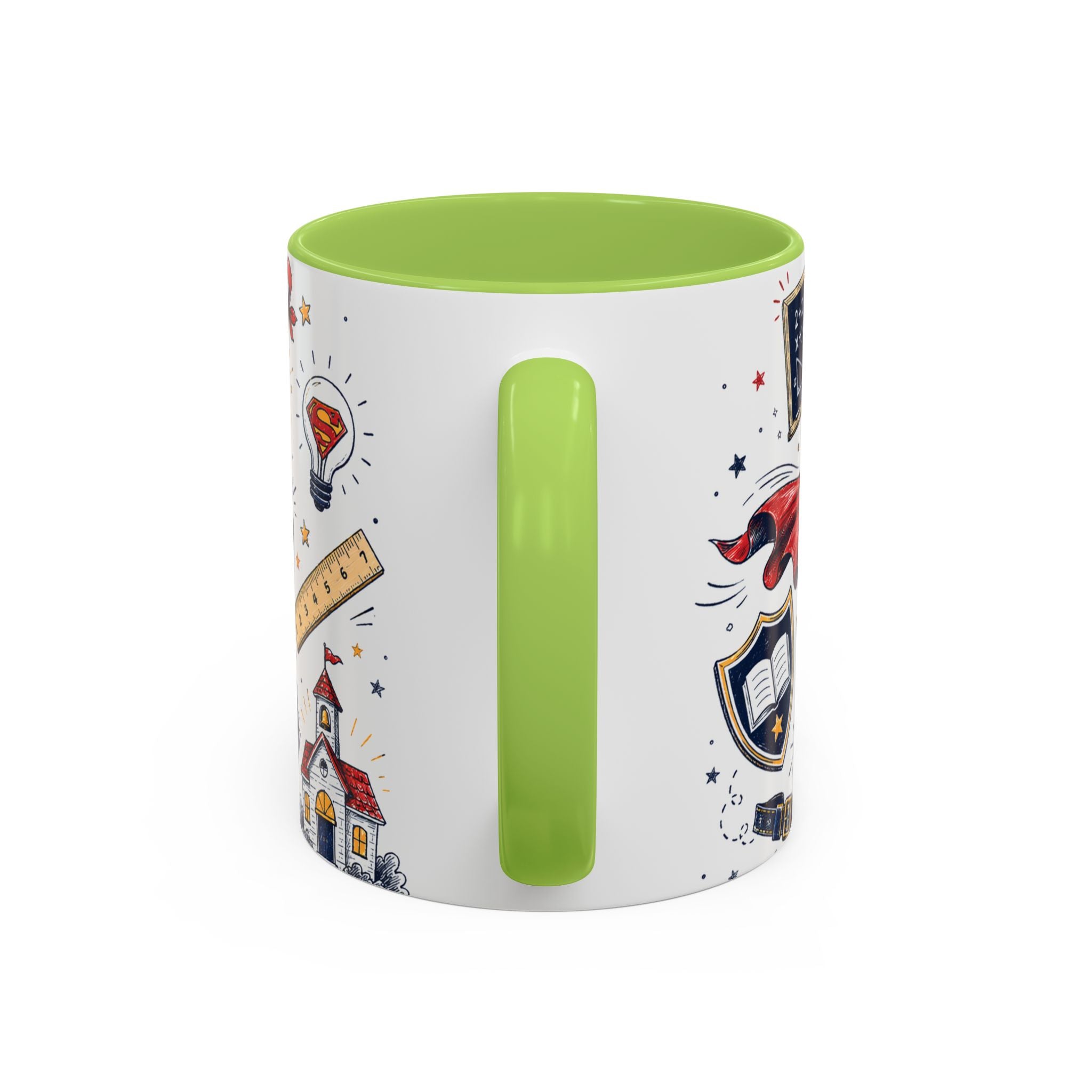 Super Teacher Coffee Mug | All Heroes Wear Capes Teacher Gift | Accent Color Ceramic 11oz 15oz