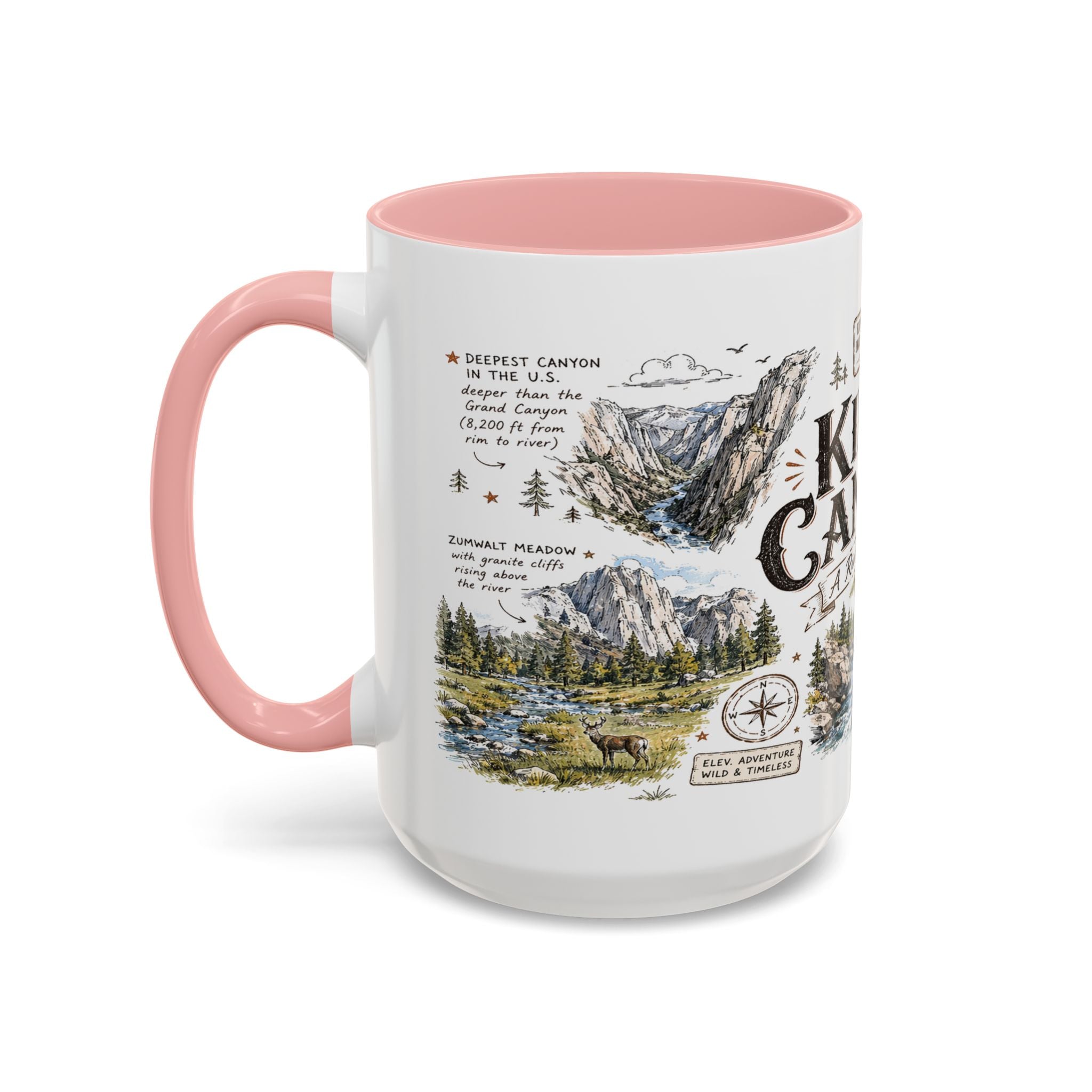 Kings Canyon National Park Coffee Mug | California Sierra Nevada Sequoia Gift | Accent Color Ceramic 11oz 15oz