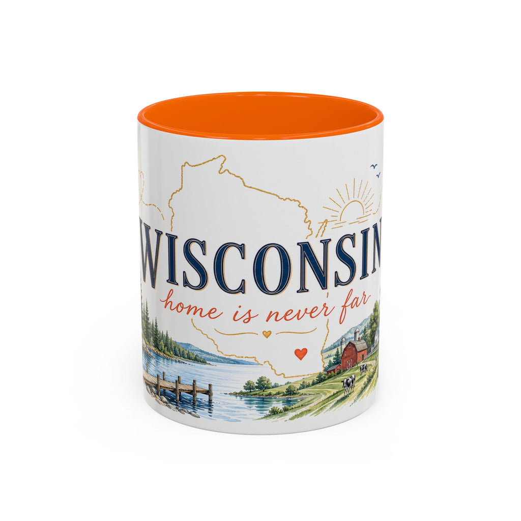 Wisconsin Home State Mug | Moving Away Gift | Long Distance Friendship Coffee Cup | 11oz 15oz Accent Mug