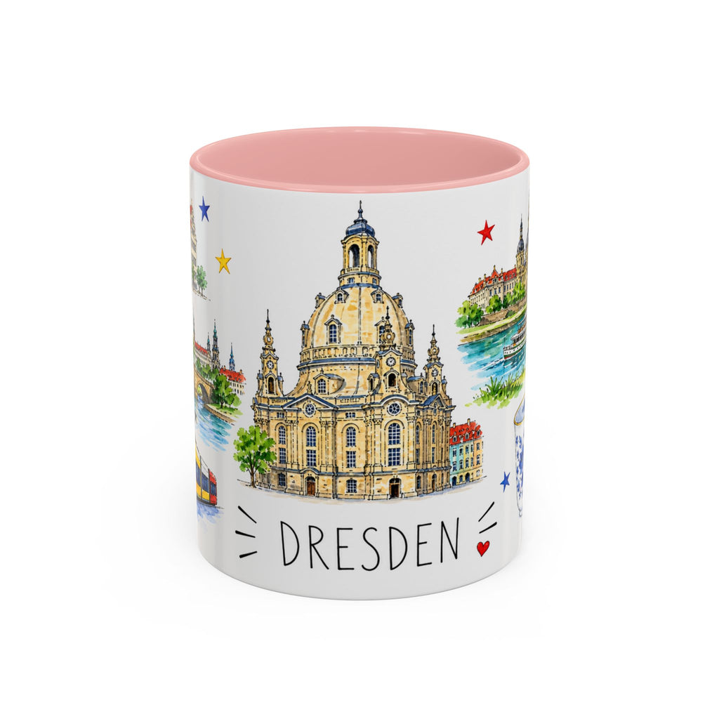 Dresden Illustrated Travel Mug | City Souvenir Accent Coffee Mug | 11oz 15oz Ceramic Cup