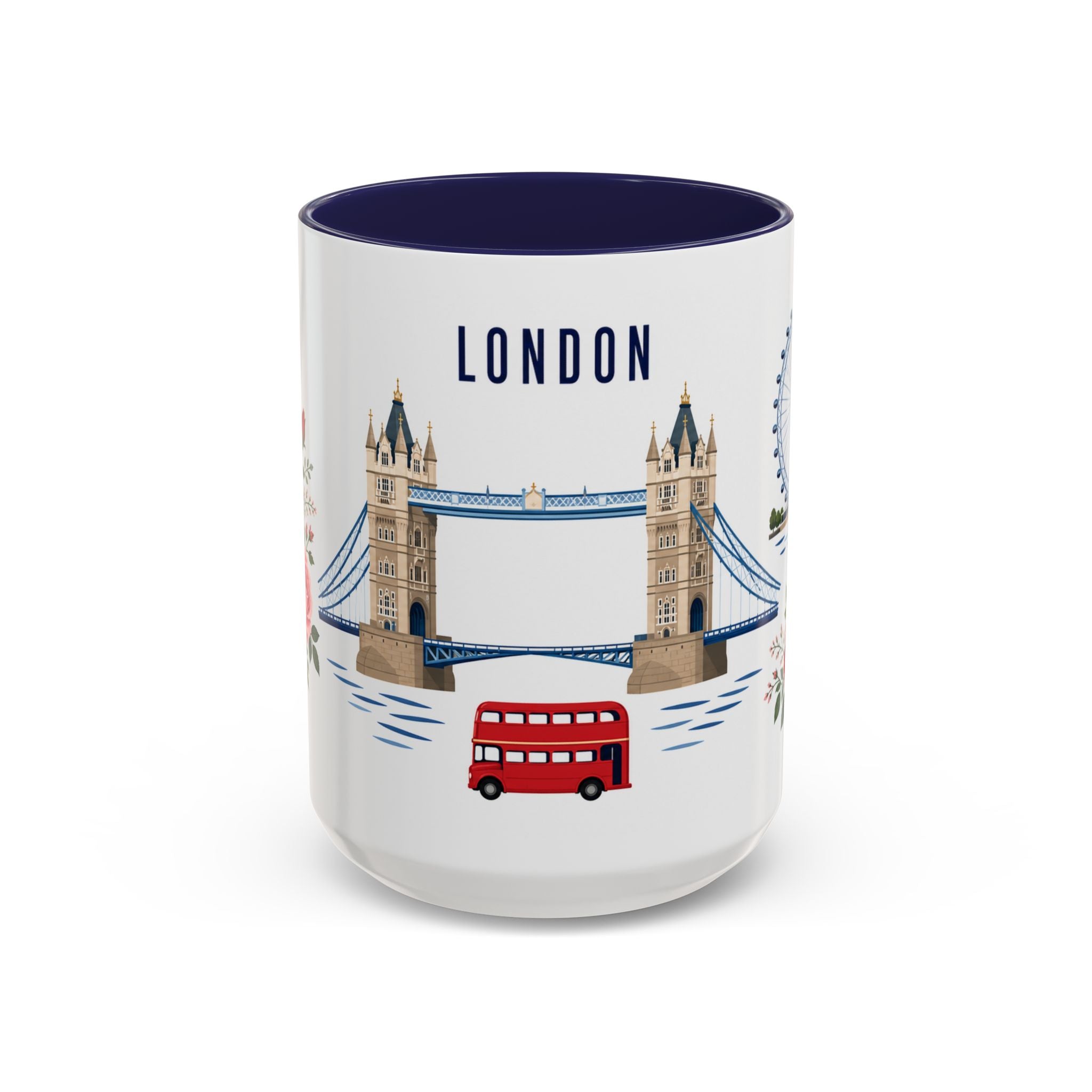 London Coffee Mug | United Kingdom Travel Souvenir | Porcelain Decal City Gift | 11oz 15oz Accent Mug