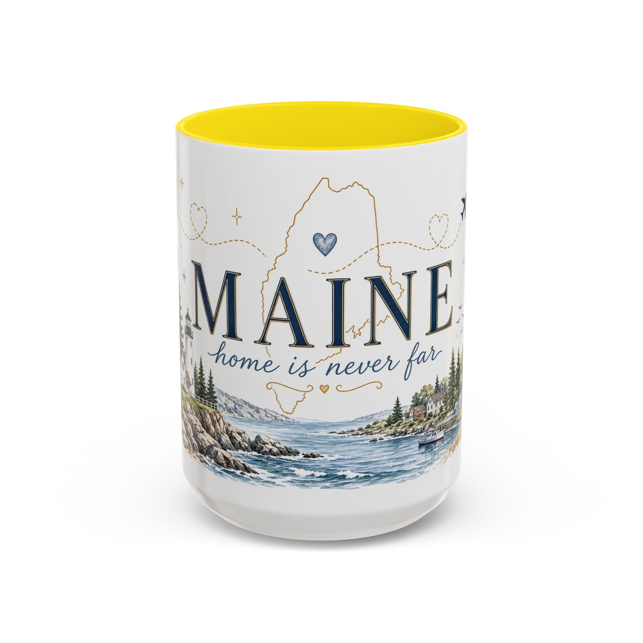 Maine State Mug | Moving Away, Long Distance Friendship Gift | 11oz 15oz Accent Mug