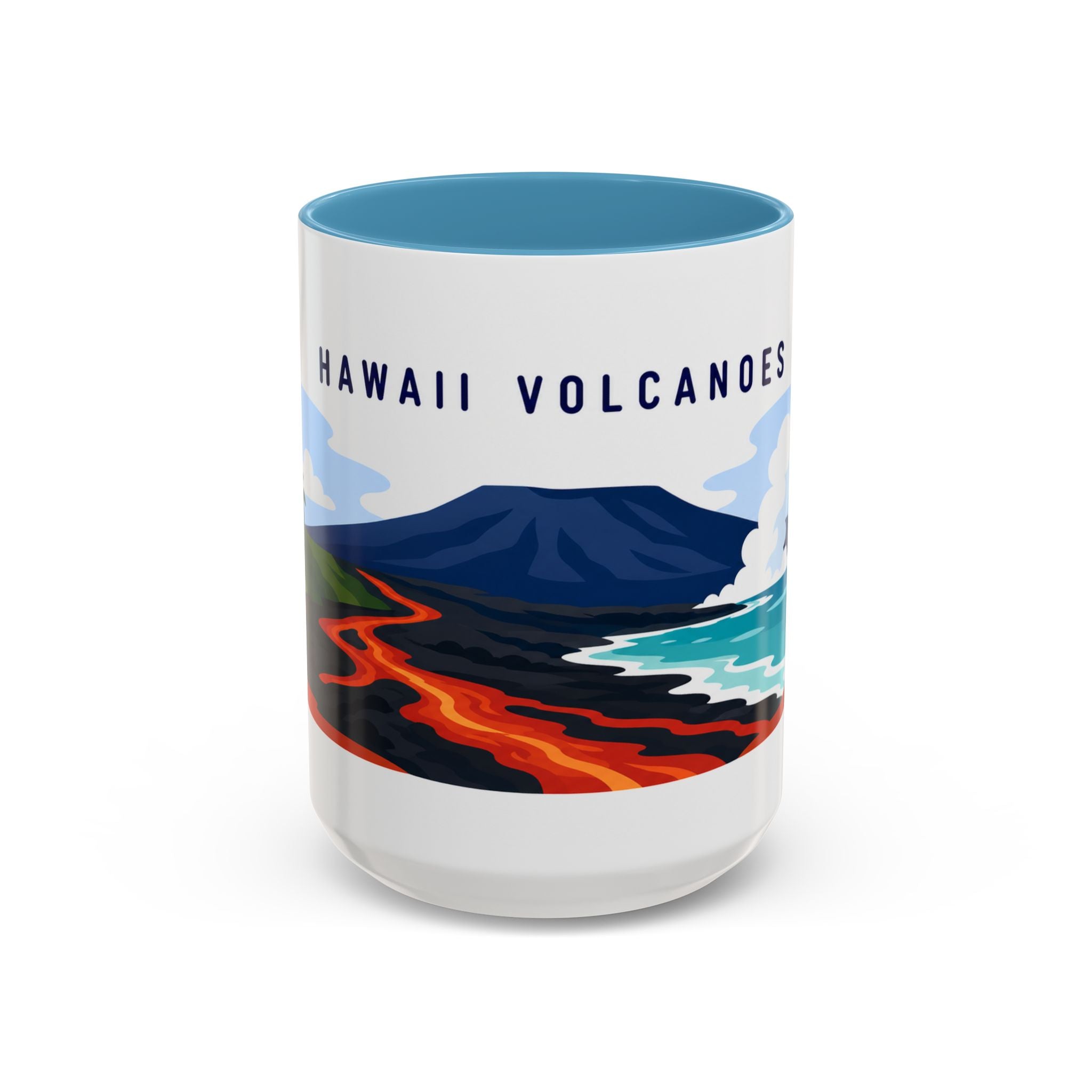 Hawaii Volcanoes Coffee Mug | Travel Destination Souvenir Gift | Accent Color Ceramic 11oz 15oz