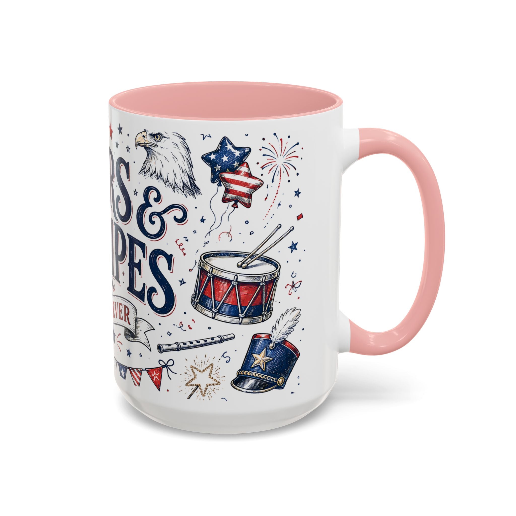 Stars and Stripes Forever Coffee Mug | Patriotic 4th of July Gift | Accent Color Ceramic 11oz 15oz