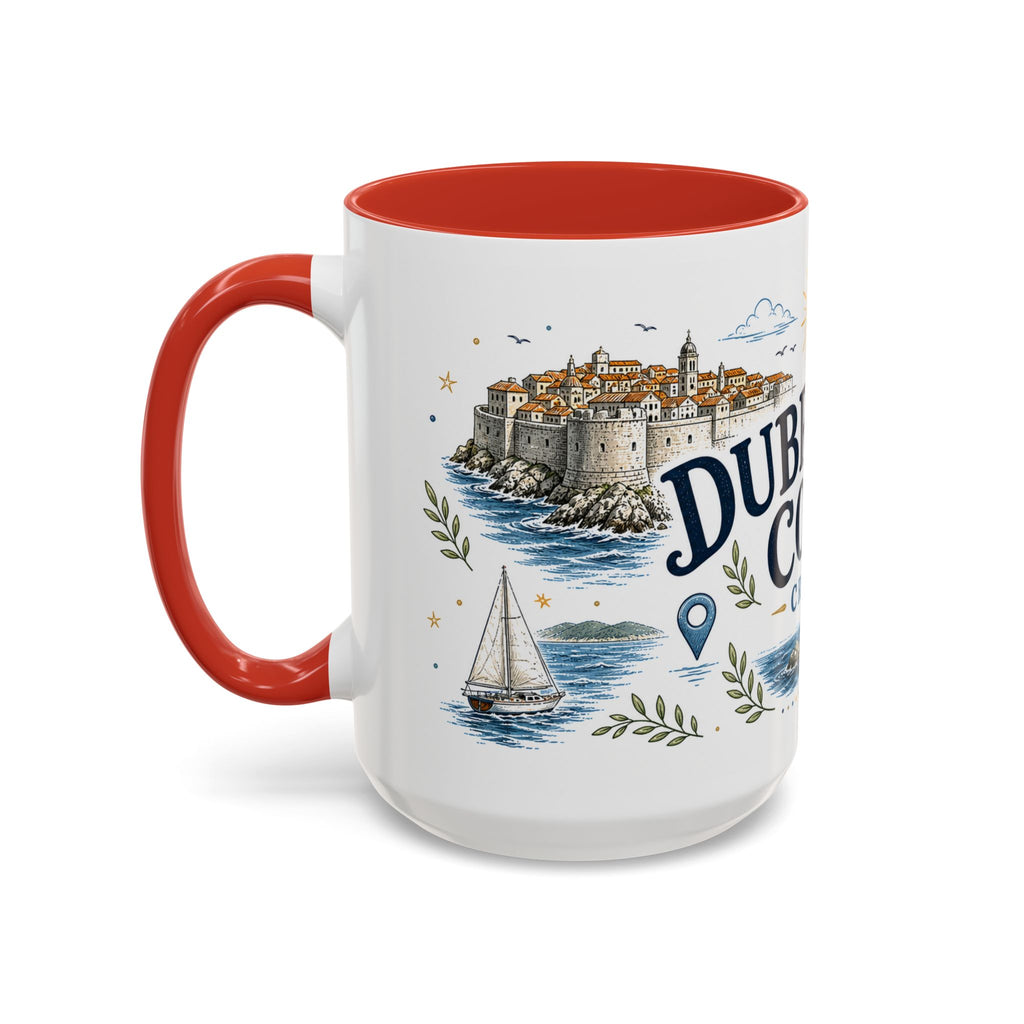 Dubrovnik Coast Coffee Mug | Travel Destination Souvenir Gift | Accent Color Ceramic 11oz 15oz