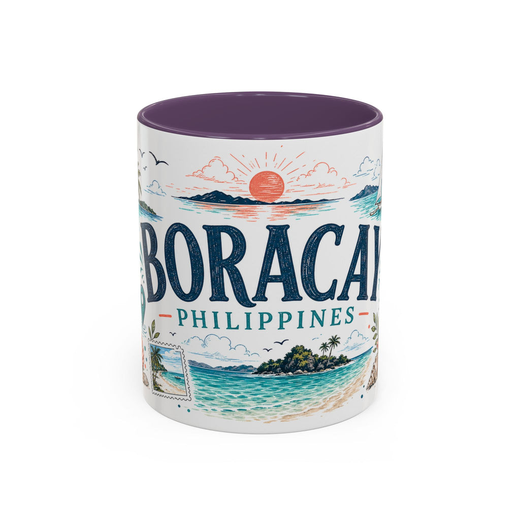 Boracay Coffee Mug | Travel Destination Souvenir Gift | Accent Color Ceramic 11oz 15oz