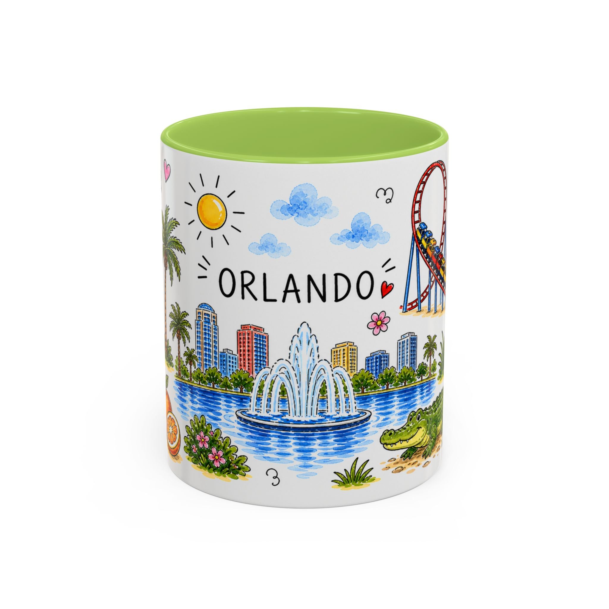 Orlando Illustrated Travel Mug | City Souvenir Accent Coffee Mug | 11oz 15oz Ceramic Cup