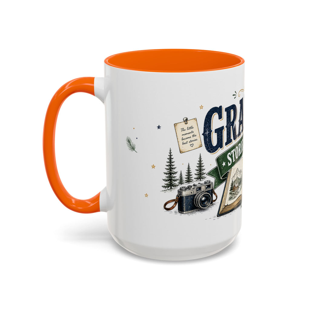Grandpa's Stories Are The Best Coffee Mug | Gift From Grandkids | Accent Color Ceramic 11oz 15oz