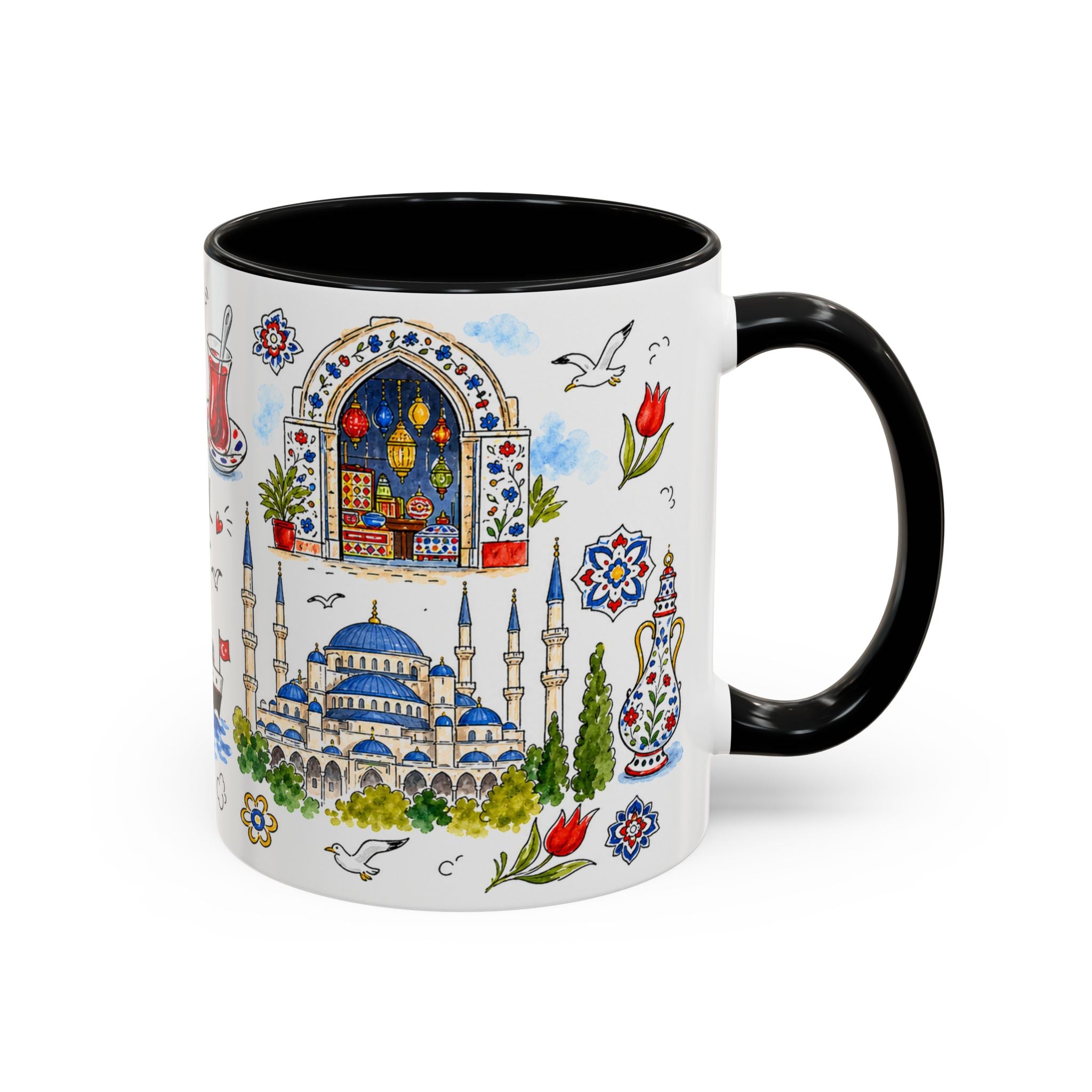 Istanbul Travel Mug | European City Souvenir Accent Coffee Mug | 11oz 15oz Ceramic Cup