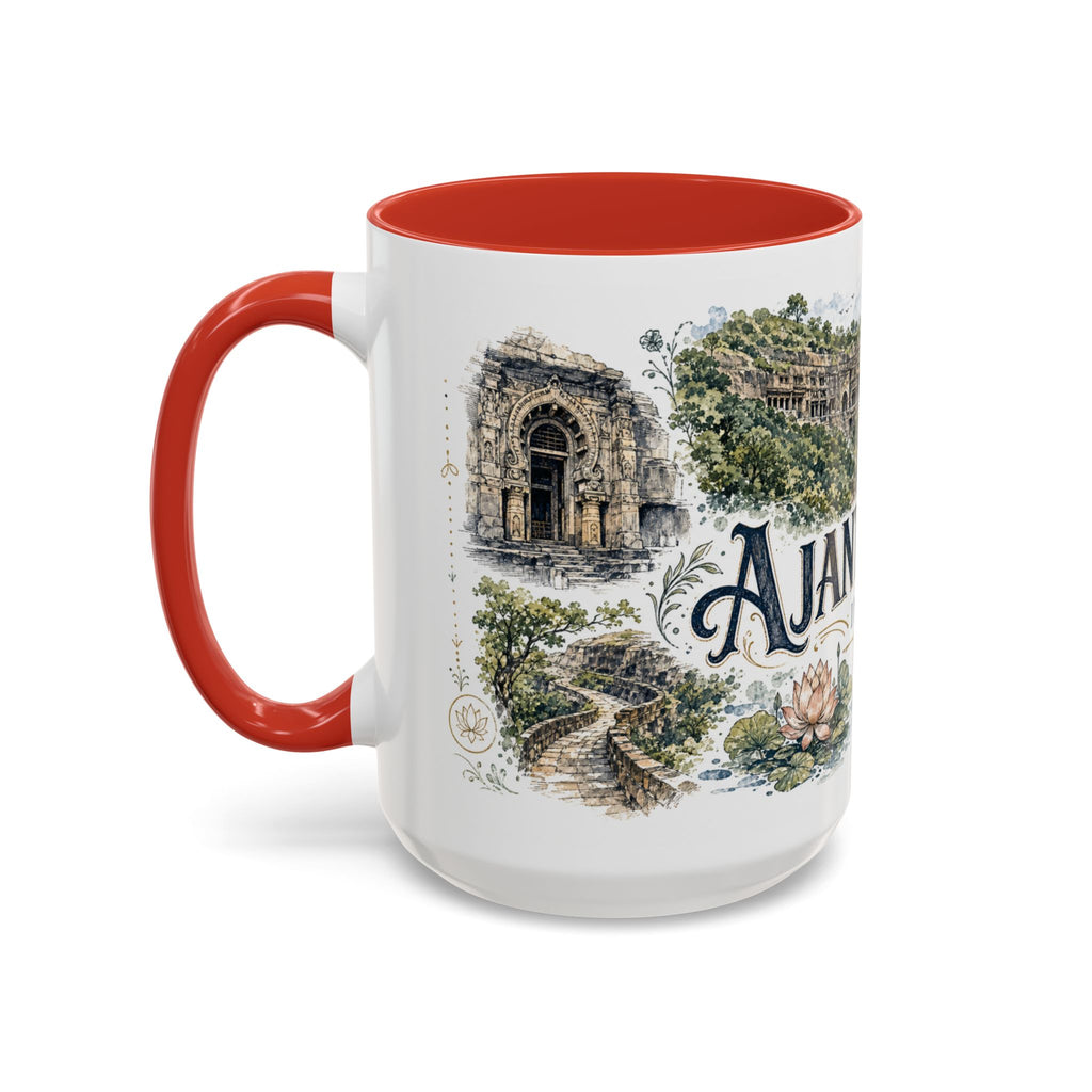 Ajanta Caves Mug, India Travel Souvenir, Bucket List Gift, Accent Ceramic Coffee Mug 11oz 15oz