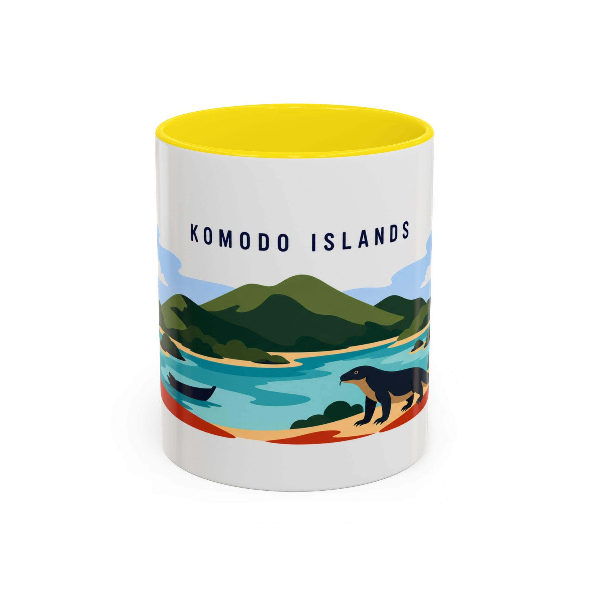 Komodo Islands Coffee Mug | Travel Destination Souvenir Gift | Accent Color Ceramic 11oz 15oz