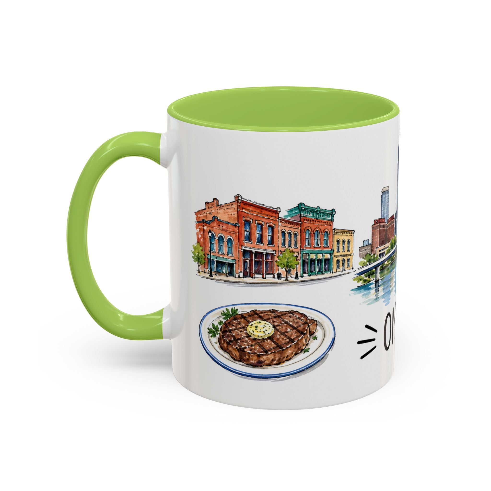 Omaha Illustrated Travel Mug | City Souvenir Accent Coffee Mug | 11oz 15oz Ceramic Cup