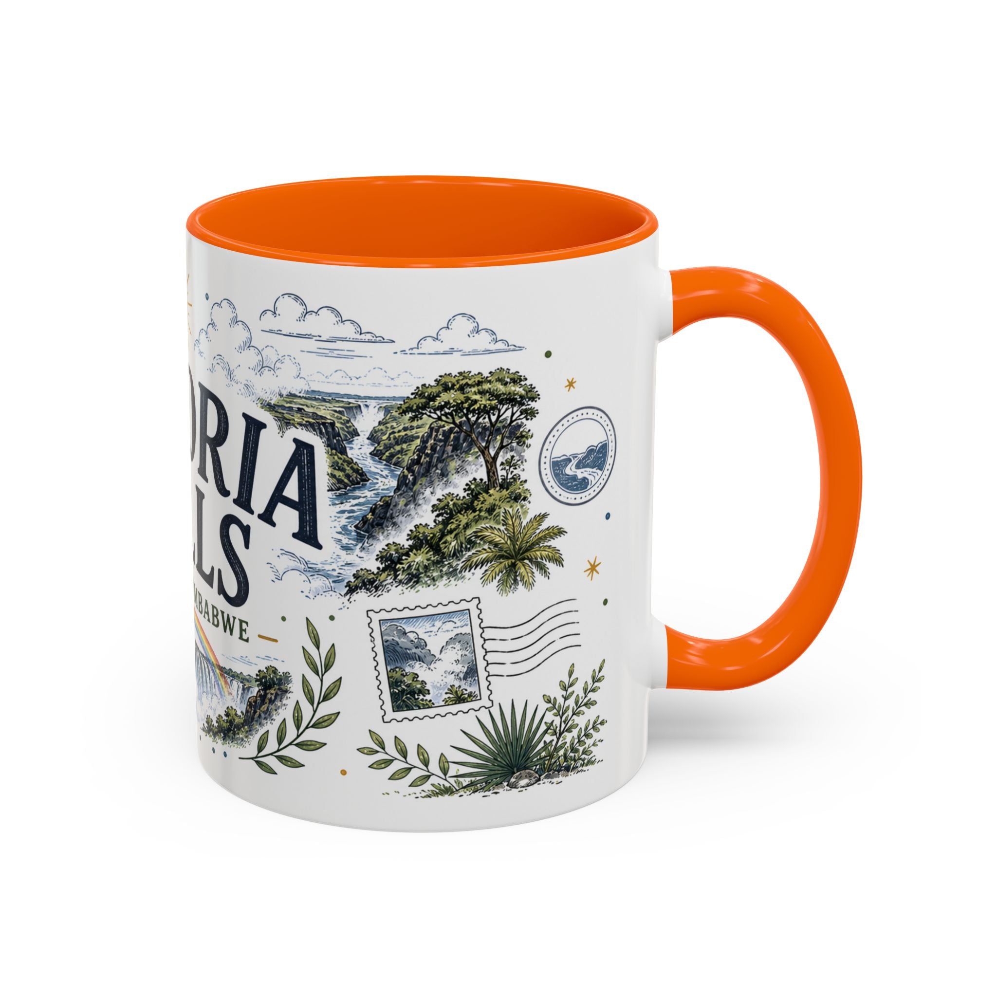 Victoria Falls Coffee Mug | Travel Destination Souvenir Gift | Accent Color Ceramic 11oz 15oz